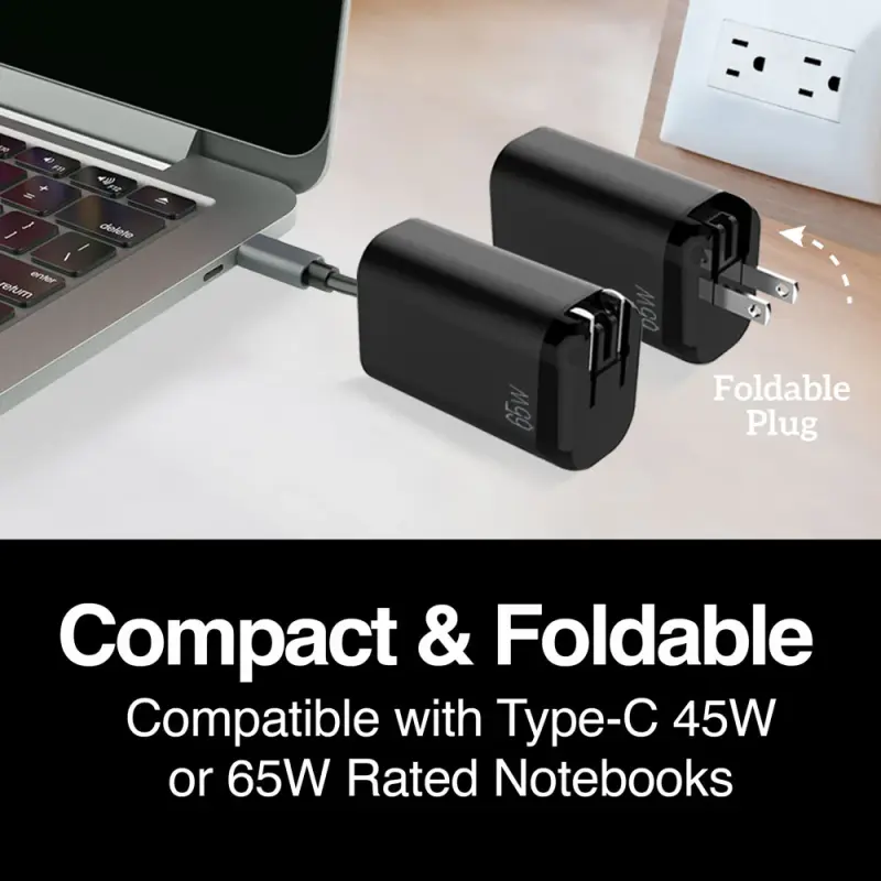 CARGADOR DE PARED VOLTA P8 GAN III DE 65W CON DOBLE PUERTO USB-C Y ENCHUFLE PLEGABLE ARGAC0126
